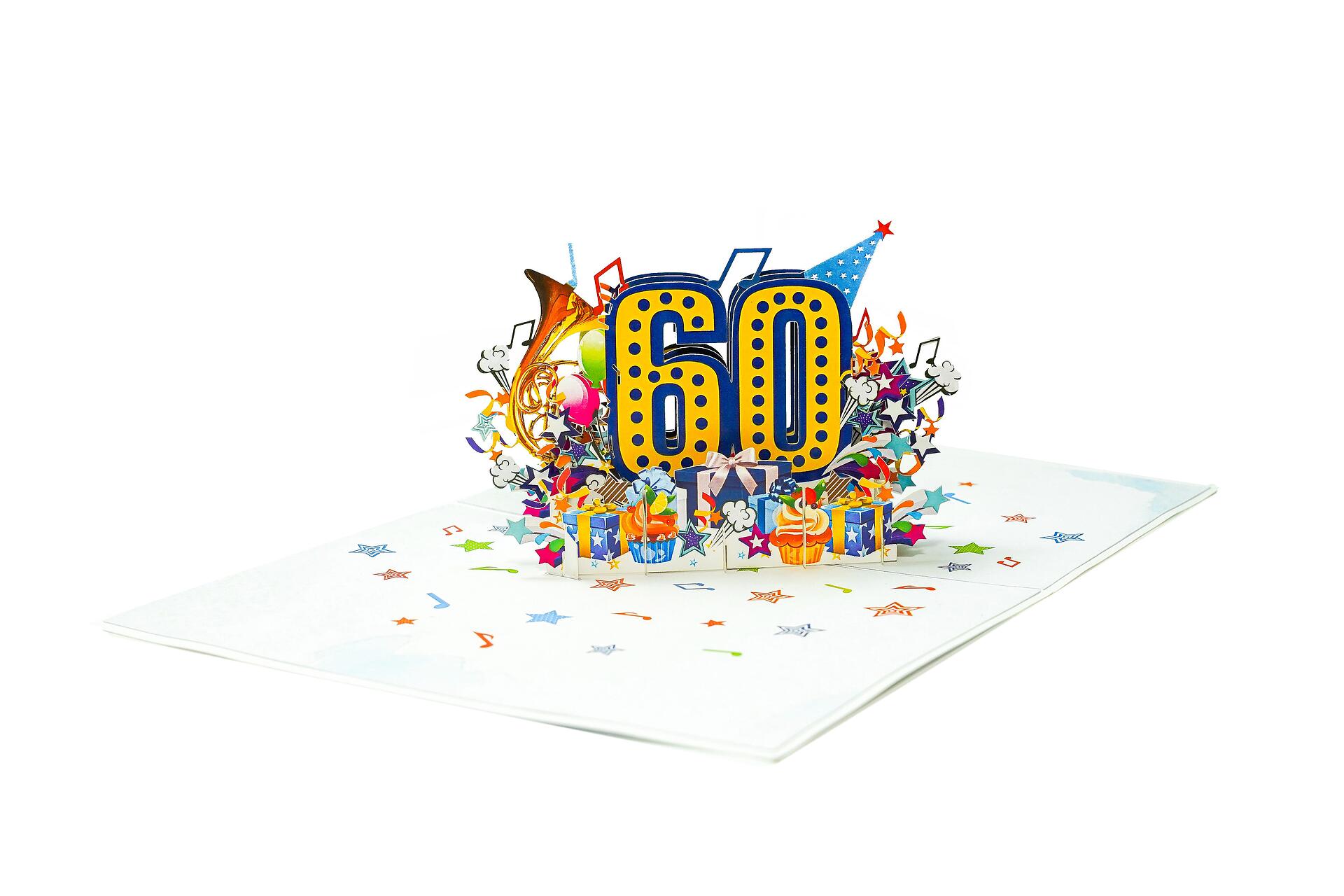Поздравителна картичка Pop-up "60"
