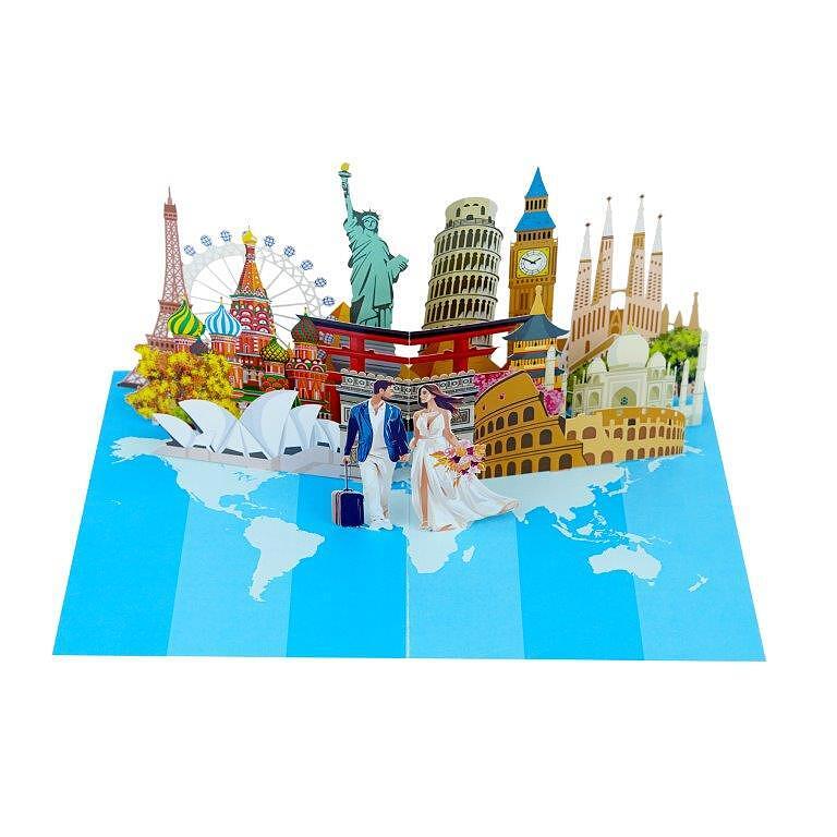 Kiriori Поздравителна картичка Pop-up Сватбено пътешествие