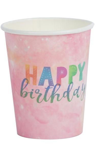 Картонена чаша PartyGo "HAPPY BIRTHDAY"