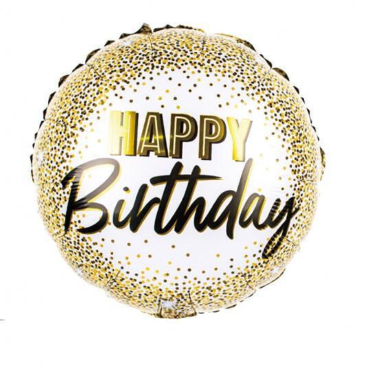 Балон от ал.фолио 45 см "Happy Birthday" - Черно и златно