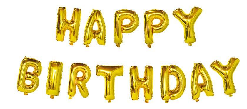 PartyGo Златна комбинация от букви HAPPY BIRTHDAY