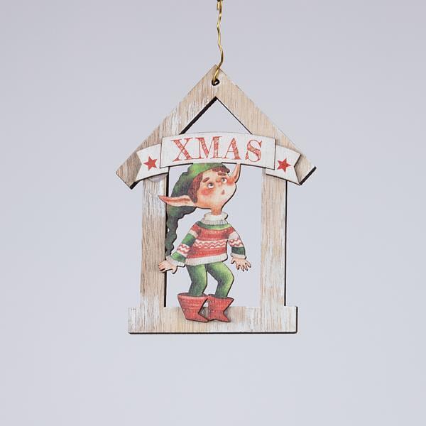Дървена висулка с елен EUROLAMP  9X12СМ