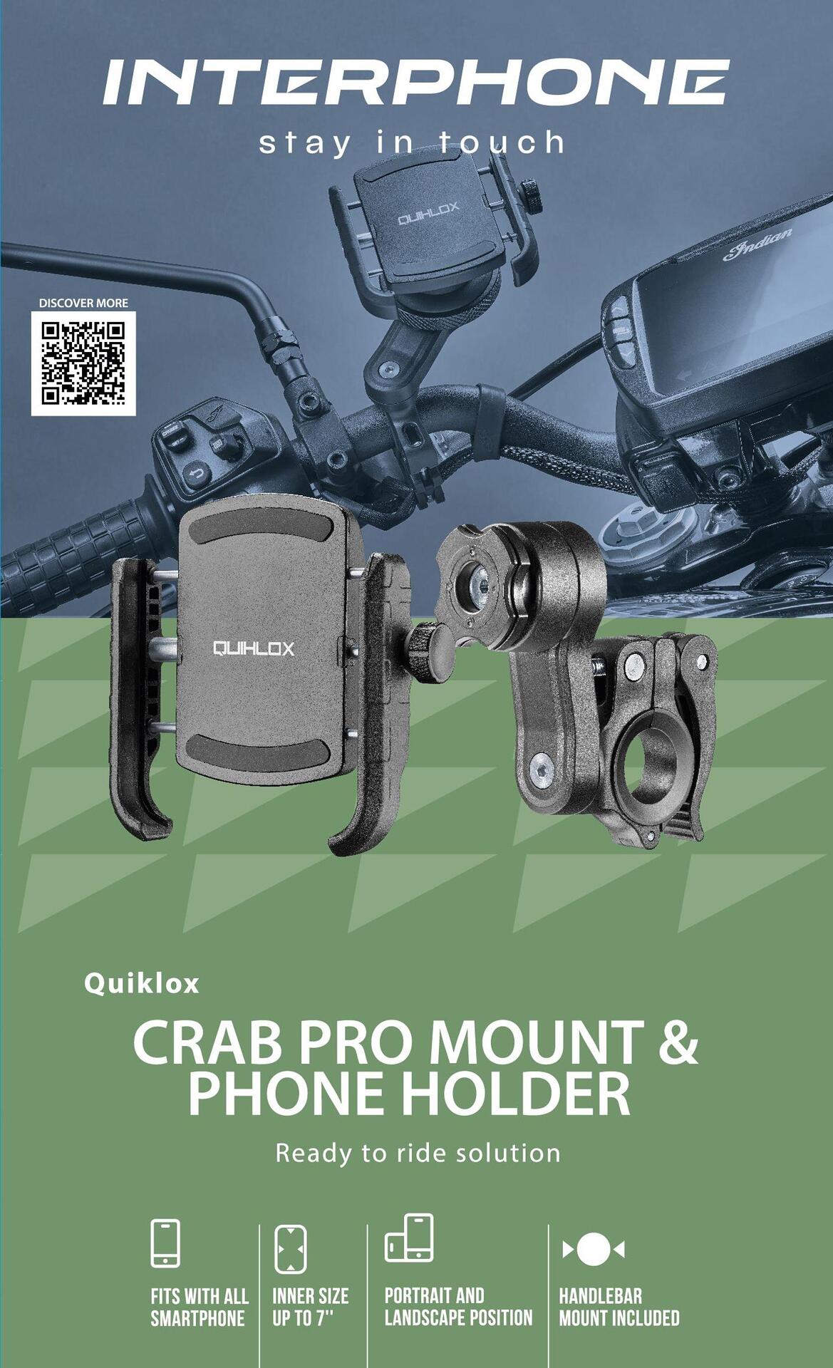 INT държач quiklox crab + монтаж за кормило