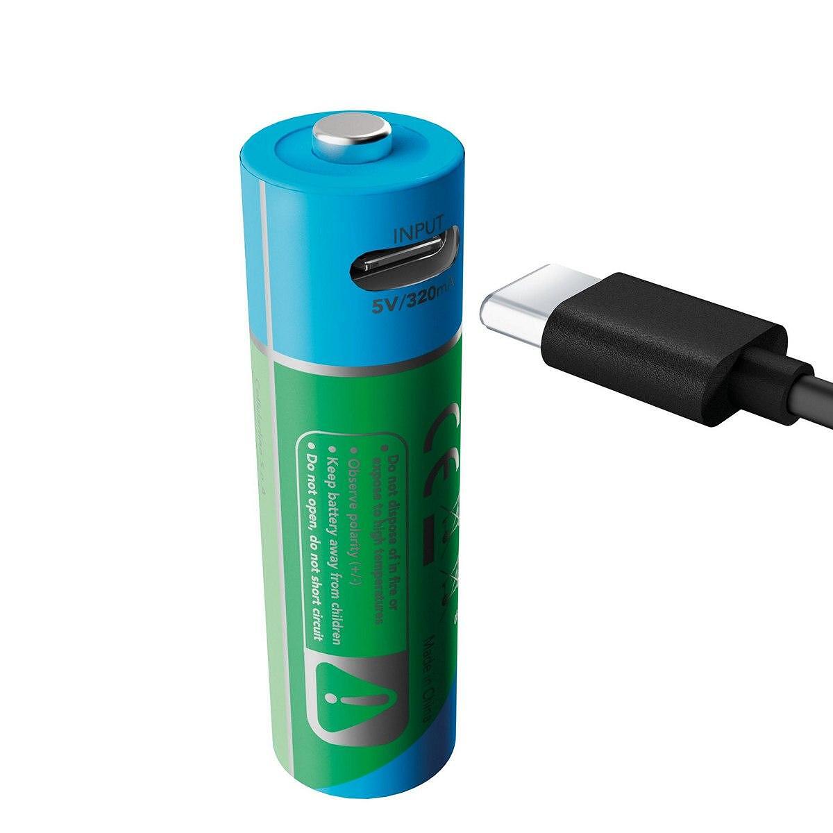Презареждаеми батерии AА с USB-C порт 1900 mAh 2 бр