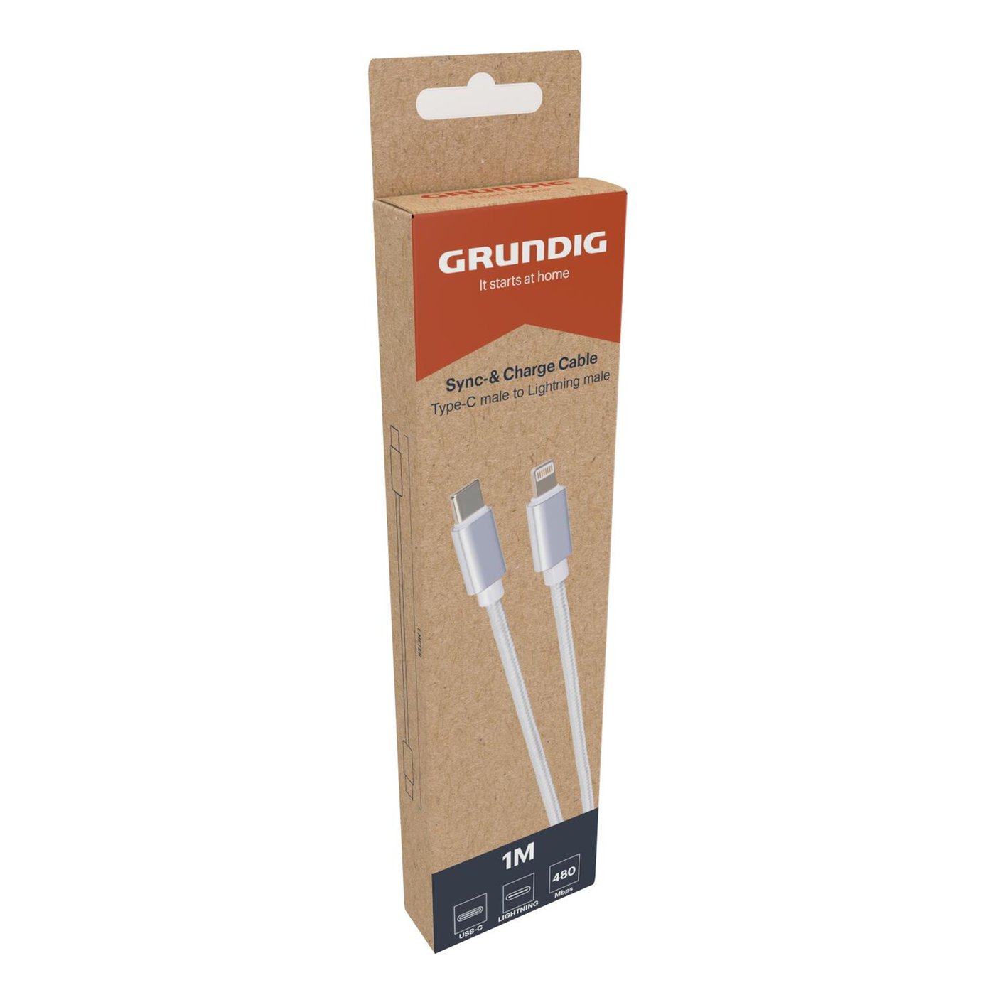 Grundig Кабел USB-C към Lightning 1 м бял