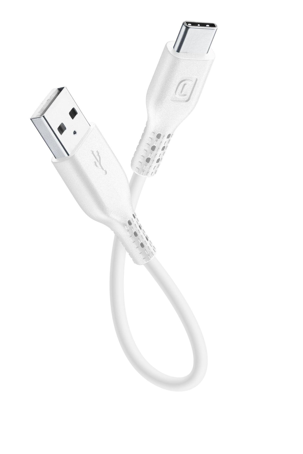 Кабел данни USB-A към USB-C 15 см. бял