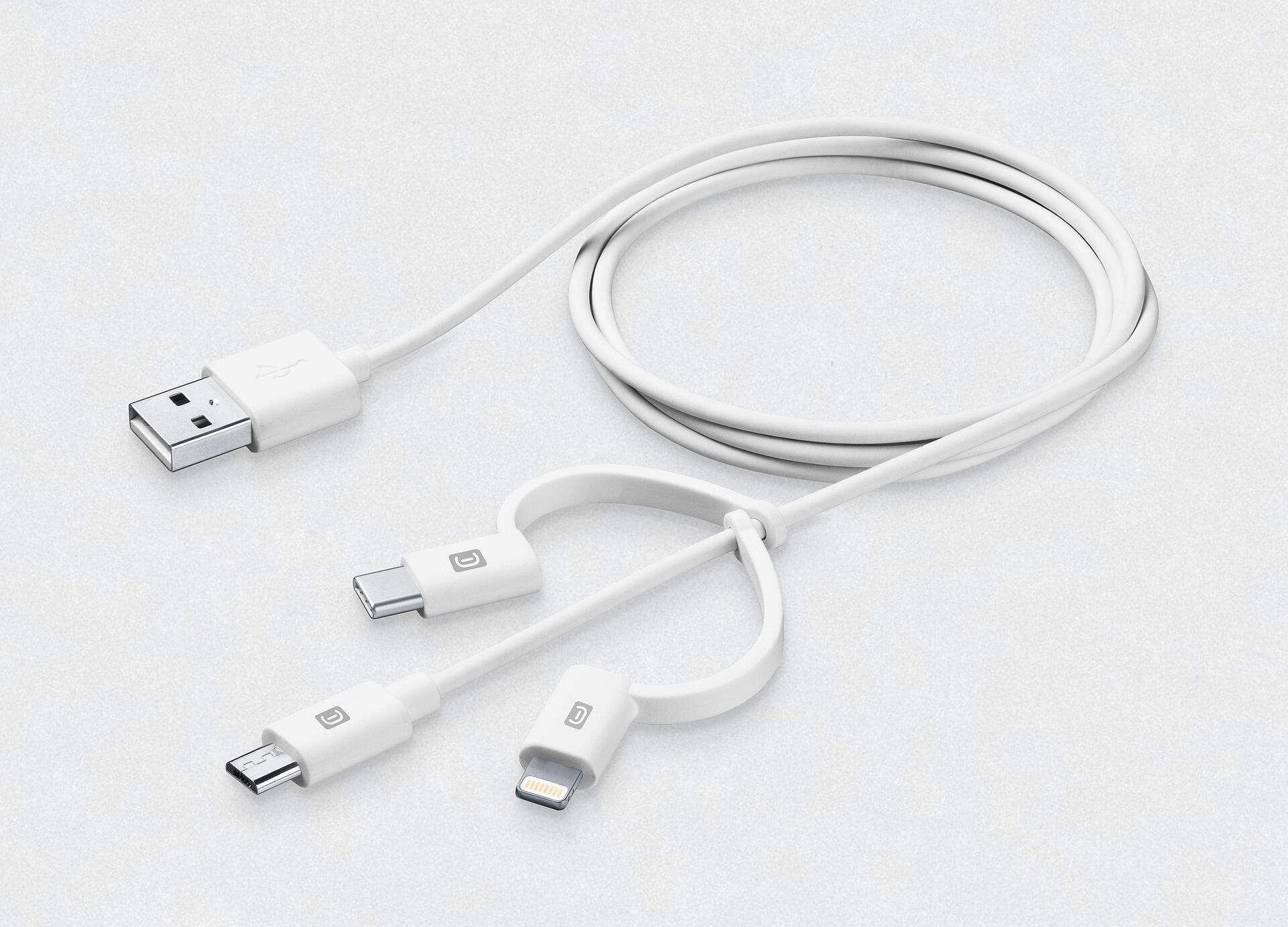 Кабел данни 3 в 1 microUSB