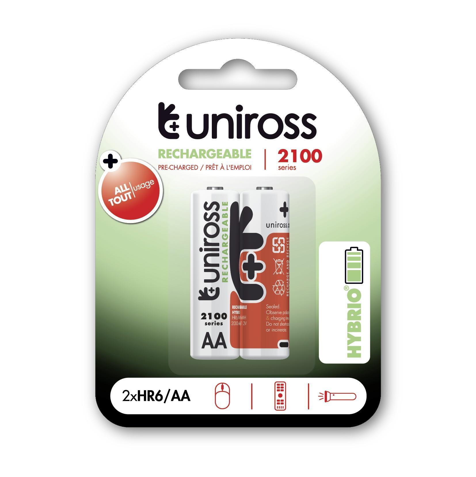Акумулаторни батерии NiMH Uniross AA 2100 блистер 2бр