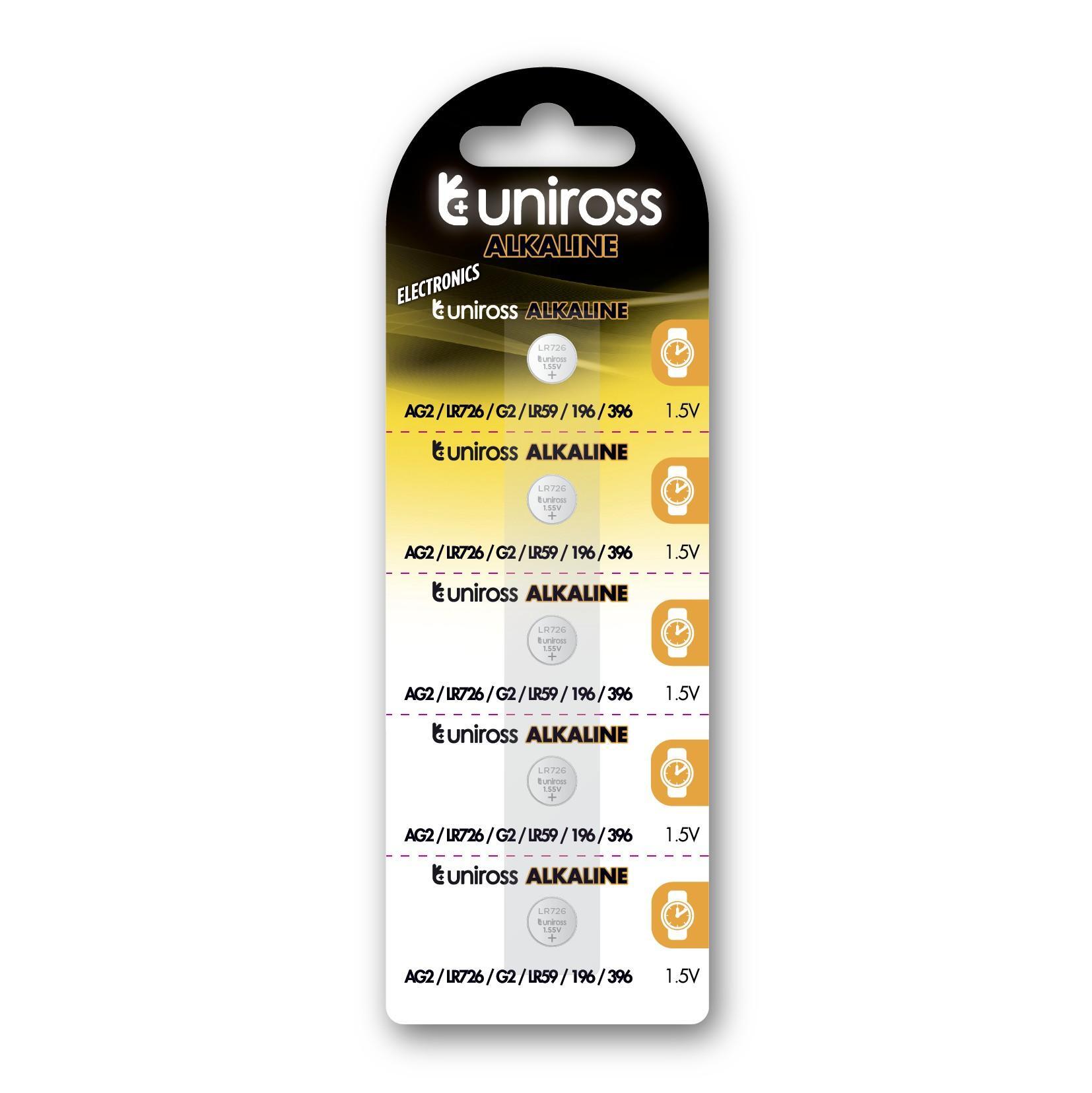 Алкални Батерии Uniross LR726 AG2 LR59 блистер 5 бр