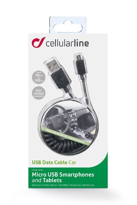 Спираловиден кабел за данни и зареждане microUSB