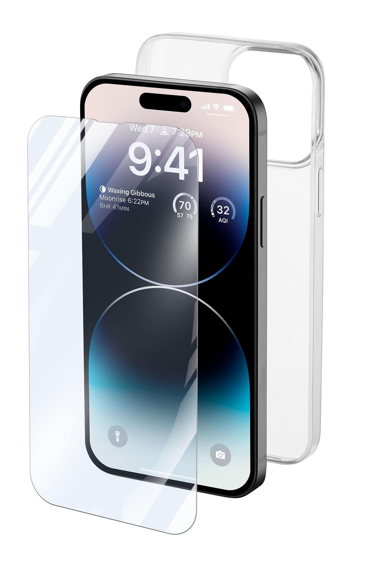 Пакет за iPhone 14 Pro - прозрачен калъф + протектор