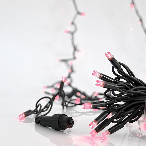 Коледни лампички 100 LED розова светлина
